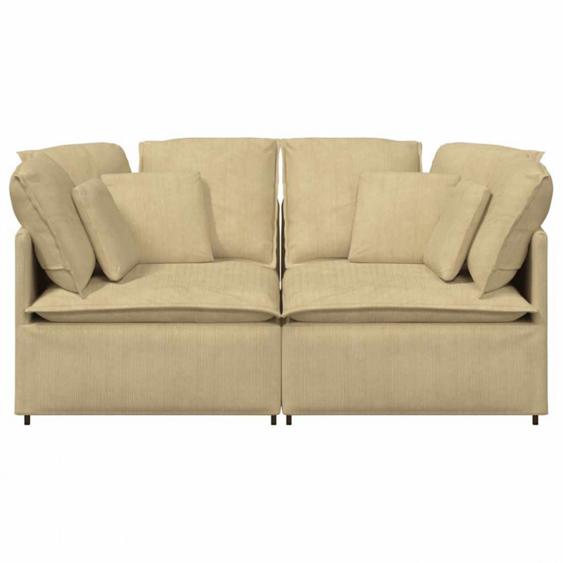 Sofa modułowa z poduszkami Tkanina sztruksowa szarozielona