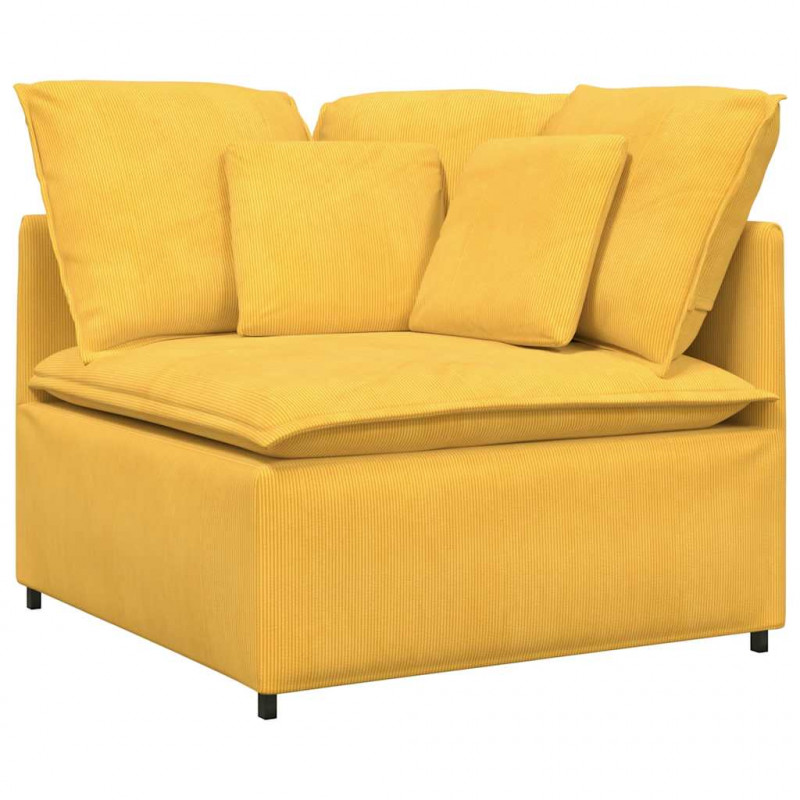 Sofa modułowa z poduszkami Tkanina sztruksowa Jasnożółta