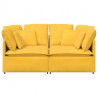 Sofa modułowa z poduszkami Tkanina sztruksowa Jasnożółta