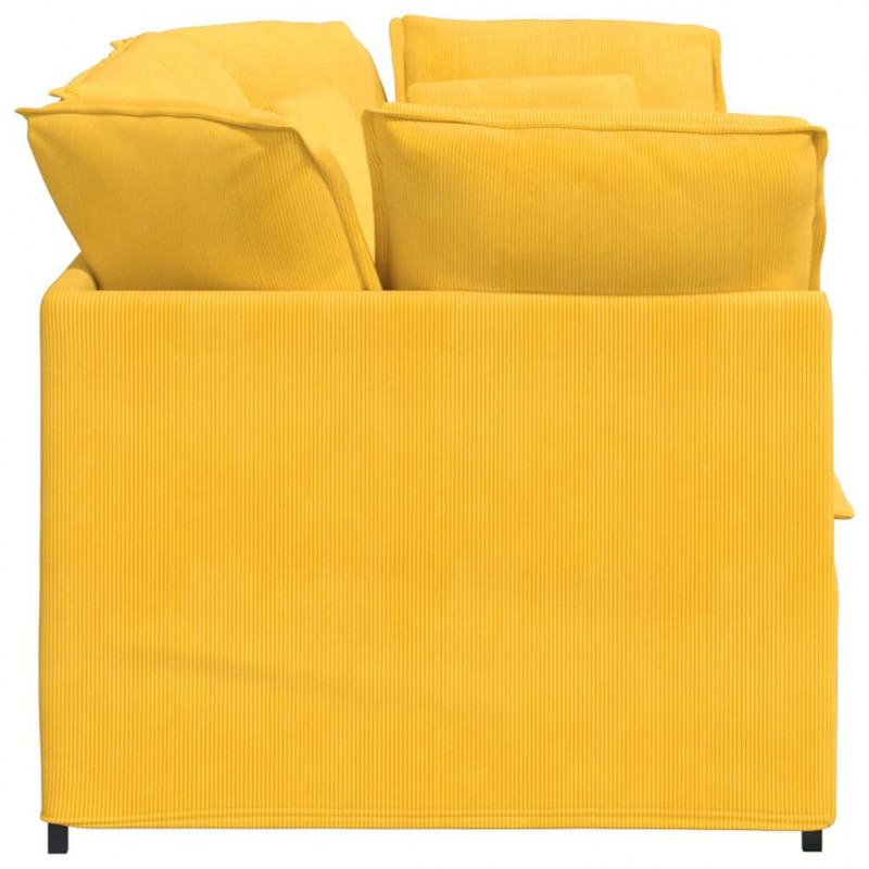 Sofa modułowa z poduszkami Tkanina sztruksowa Jasnożółta