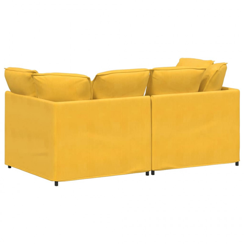 Sofa modułowa z poduszkami Tkanina sztruksowa Jasnożółta