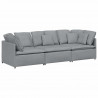 Sofa modułowa z poduszkami Tkanina jasnoszara