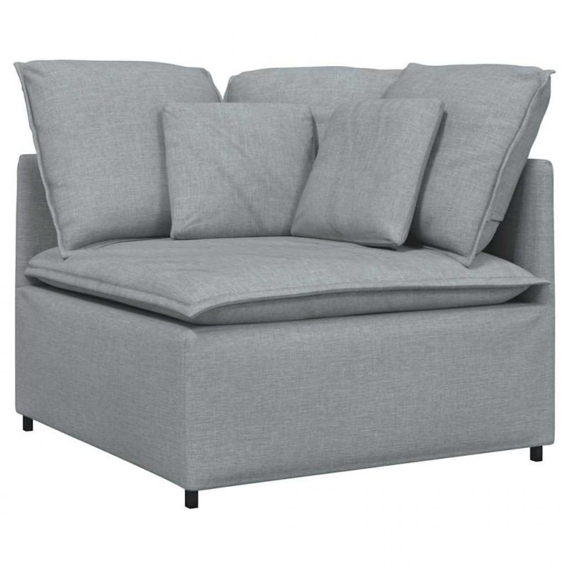 Sofa modułowa z poduszkami Tkanina jasnoszara