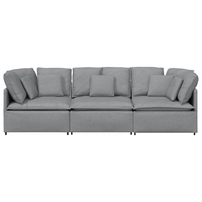 Sofa modułowa z poduszkami Tkanina jasnoszara