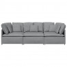Sofa modułowa z poduszkami Tkanina jasnoszara