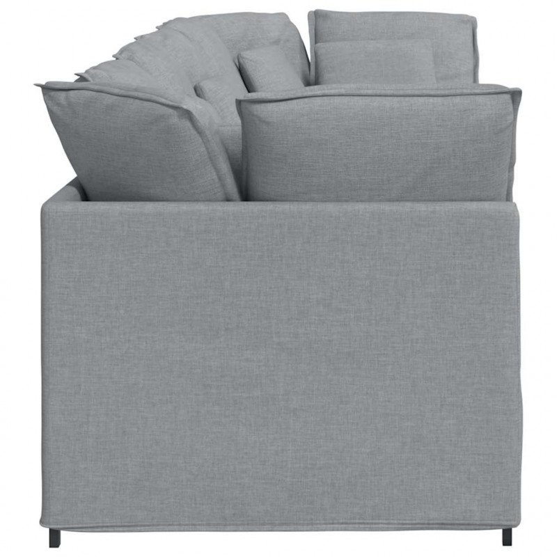 Sofa modułowa z poduszkami Tkanina jasnoszara