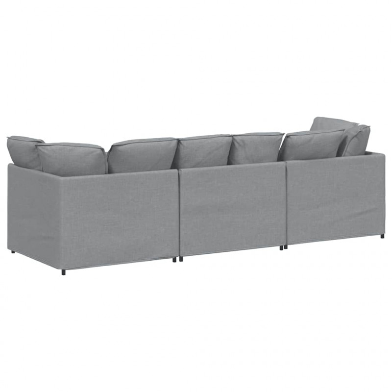 Sofa modułowa z poduszkami Tkanina jasnoszara