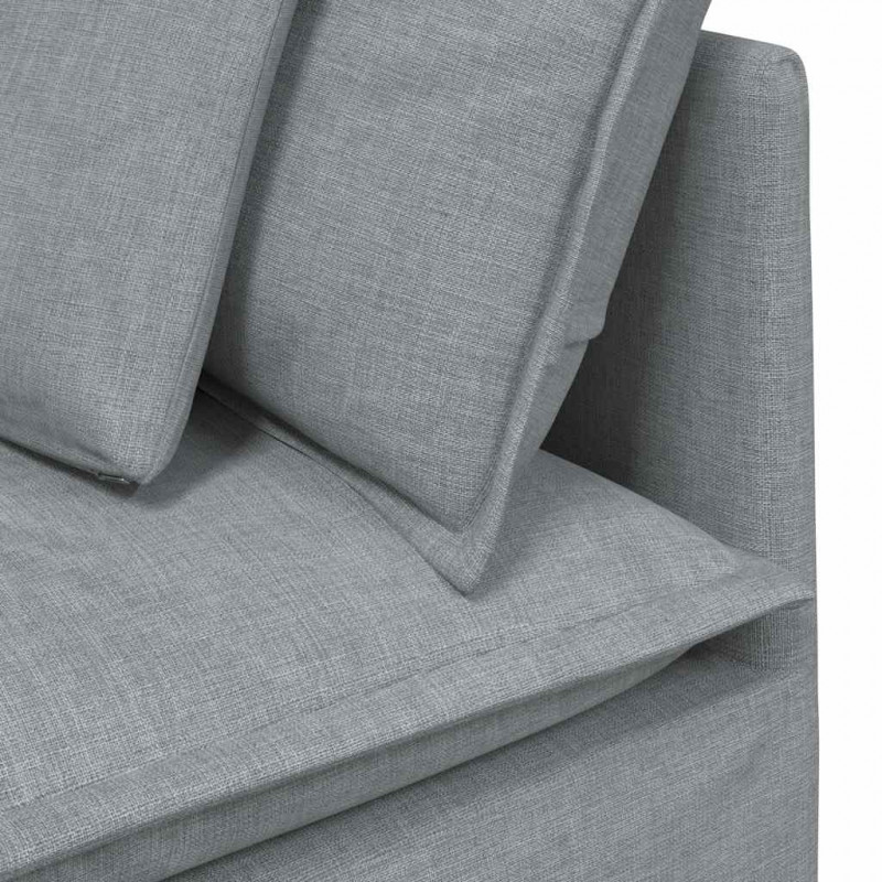 Sofa modułowa z poduszkami Tkanina jasnoszara