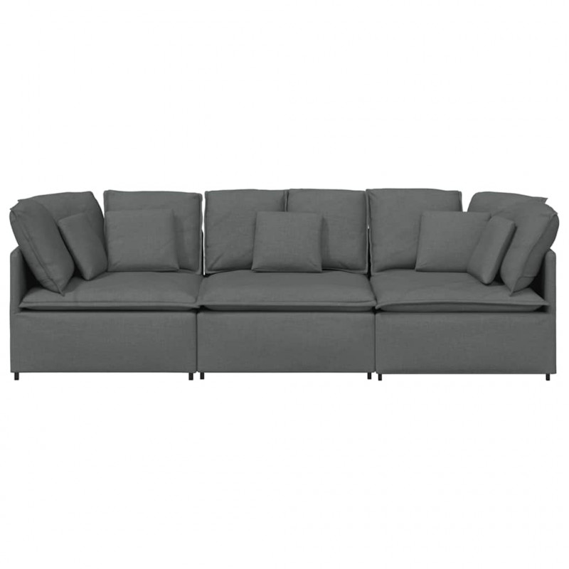 Sofa modułowa z poduszkami Tkanina Ciemnoszara