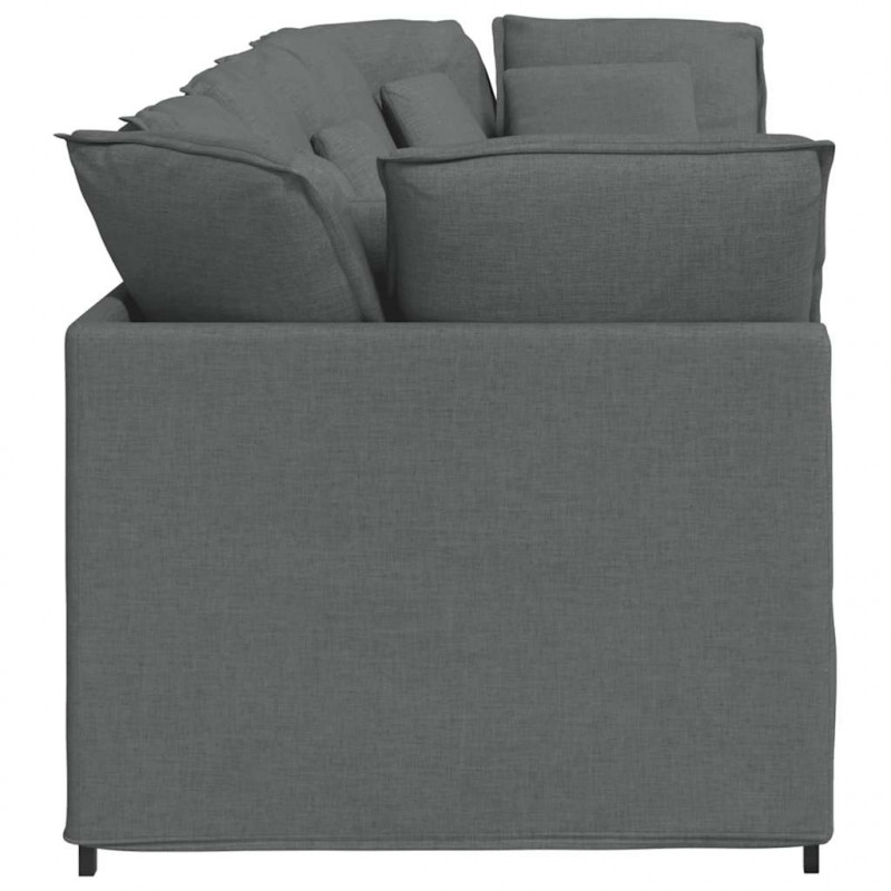 Sofa modułowa z poduszkami Tkanina Ciemnoszara