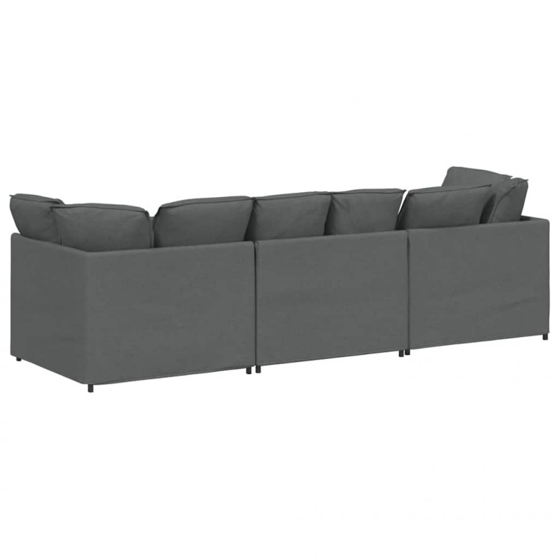 Sofa modułowa z poduszkami Tkanina Ciemnoszara