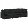 Sofa modułowa z poduszkami Tkanina Czarna