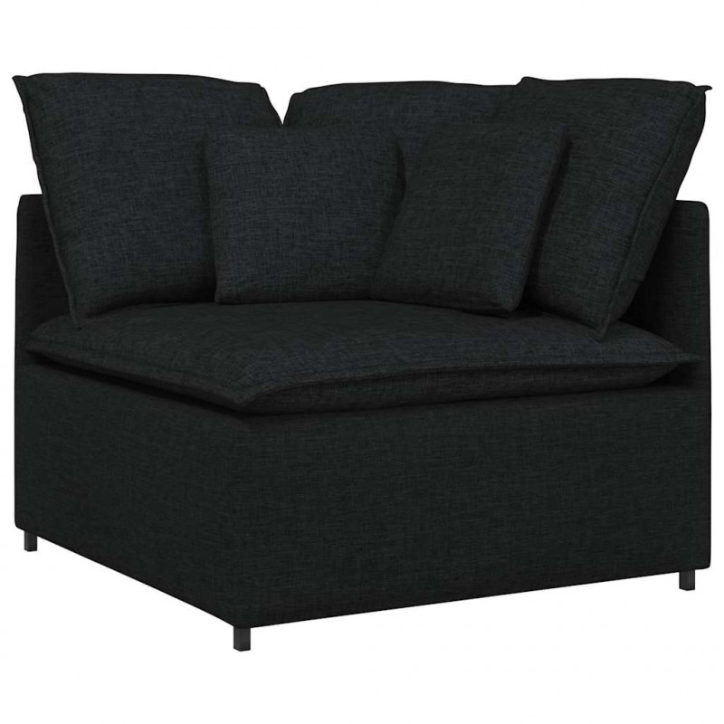 Sofa modułowa z poduszkami Tkanina Czarna