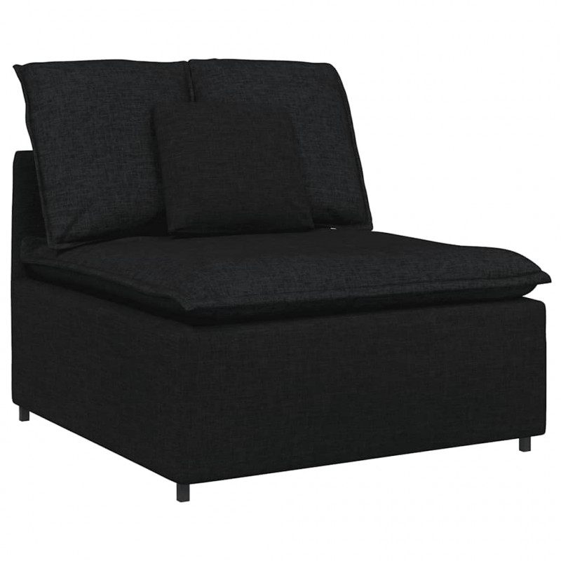 Sofa modułowa z poduszkami Tkanina Czarna
