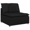 Sofa modułowa z poduszkami Tkanina Czarna