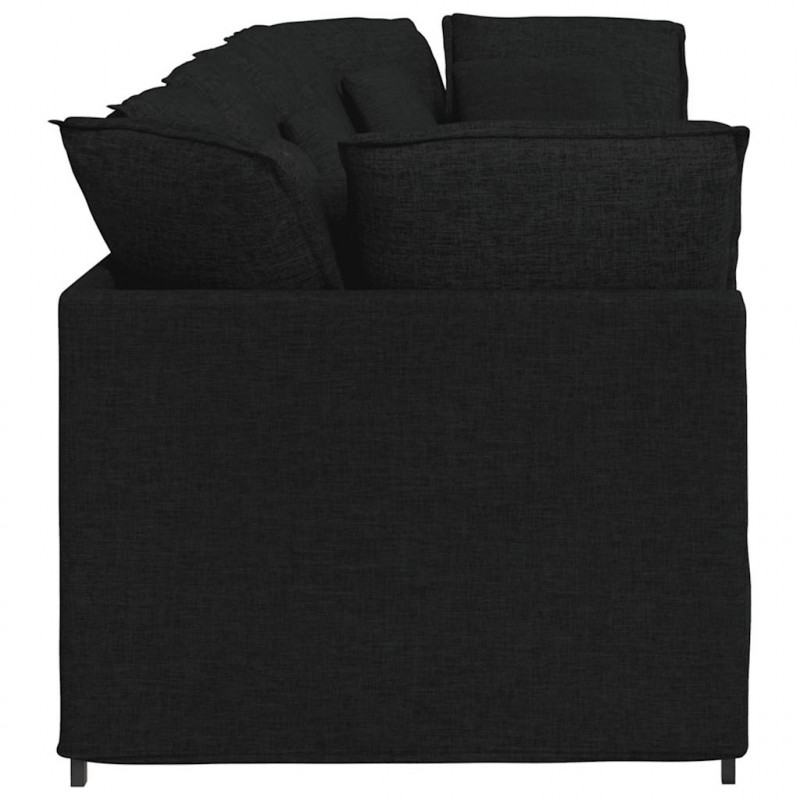Sofa modułowa z poduszkami Tkanina Czarna