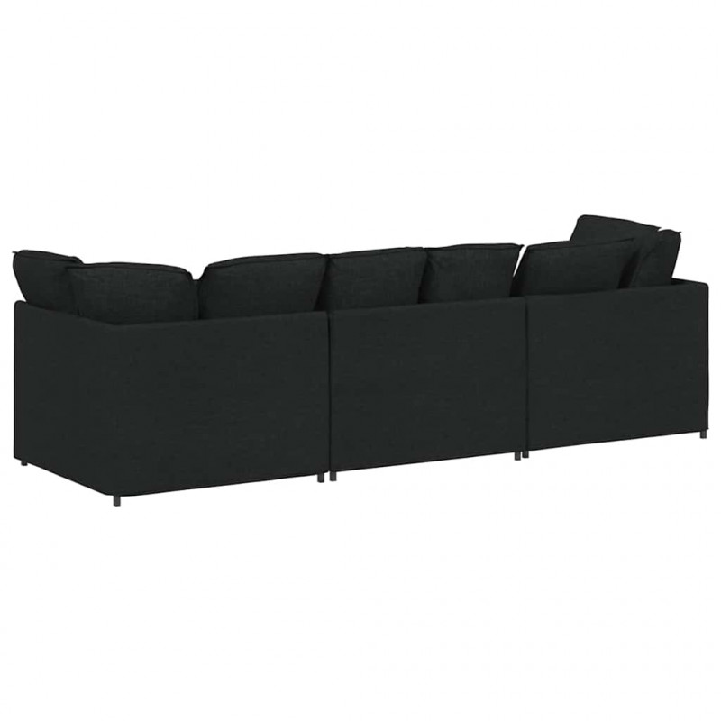 Sofa modułowa z poduszkami Tkanina Czarna