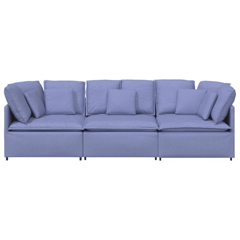 Sofa modułowa z poduszkami Tkanina Jeans Niebieski