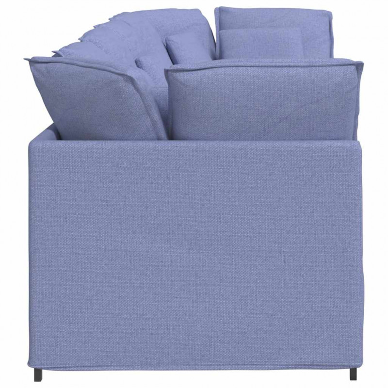 Sofa modułowa z poduszkami Tkanina Jeans Niebieski