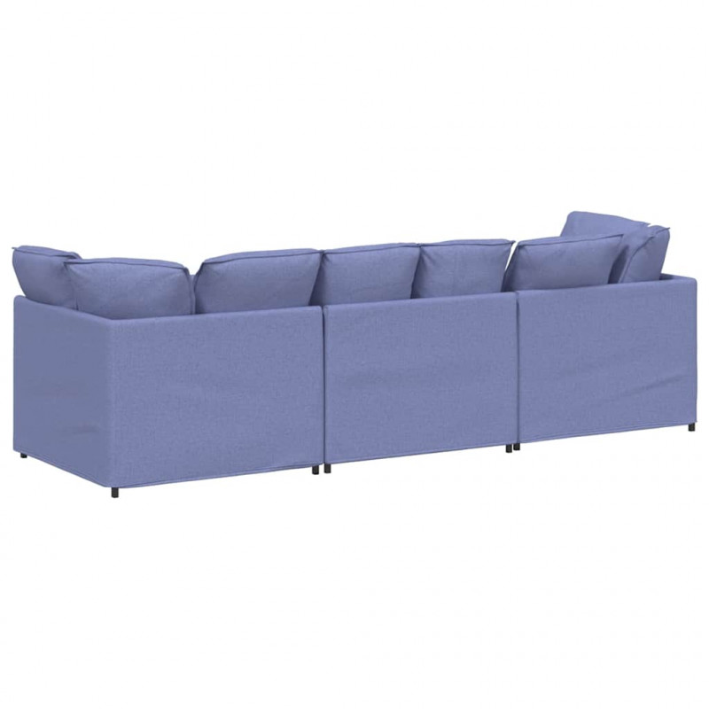 Sofa modułowa z poduszkami Tkanina Jeans Niebieski