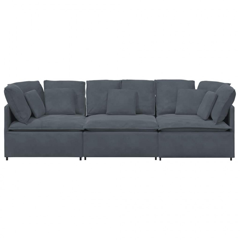 Sofa modułowa z poduszkami aksamitna ciemnoszara