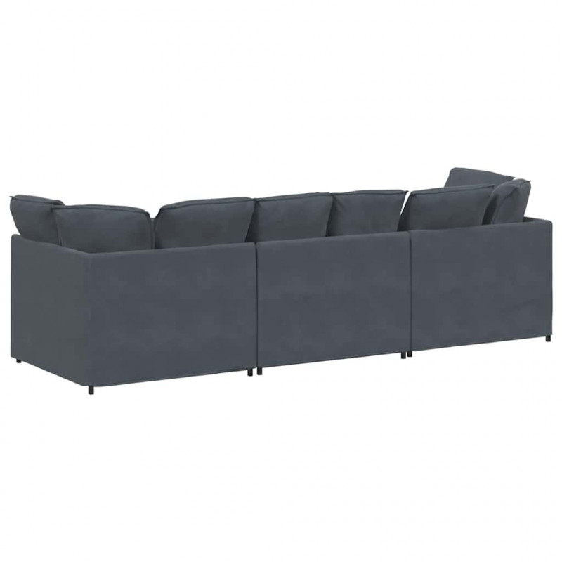 Sofa modułowa z poduszkami aksamitna ciemnoszara
