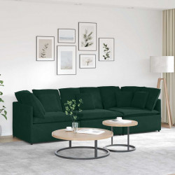 Sofa modułowa z poduszkami aksamitna ciemnozielona