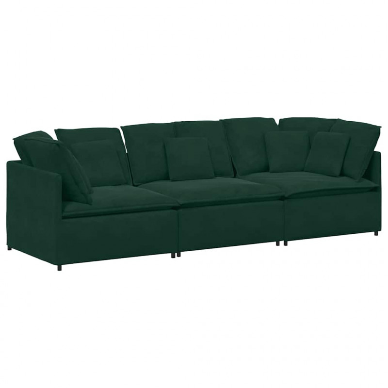 Sofa modułowa z poduszkami aksamitna ciemnozielona
