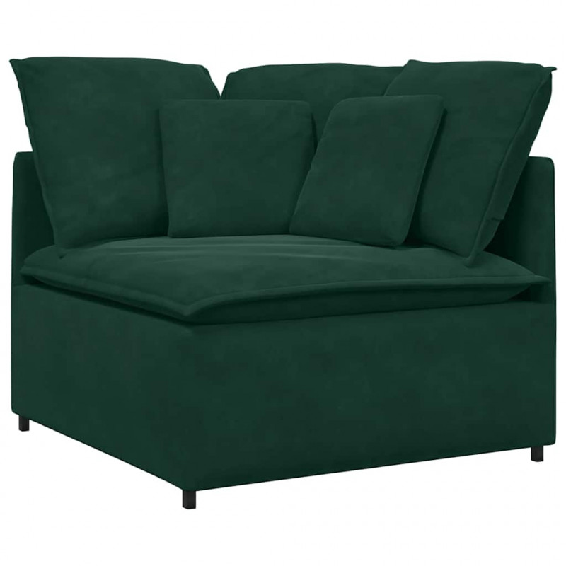 Sofa modułowa z poduszkami aksamitna ciemnozielona