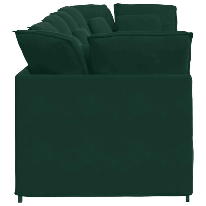 Sofa modułowa z poduszkami aksamitna ciemnozielona