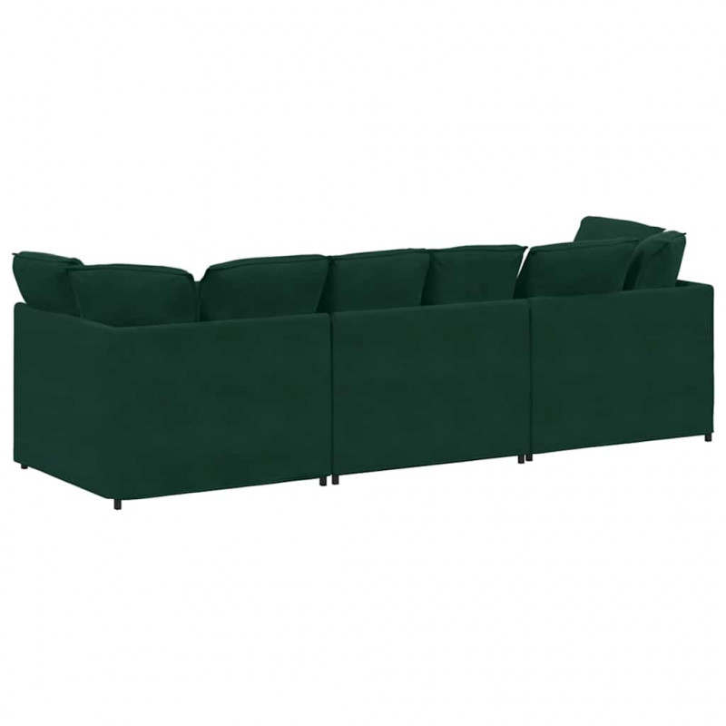 Sofa modułowa z poduszkami aksamitna ciemnozielona