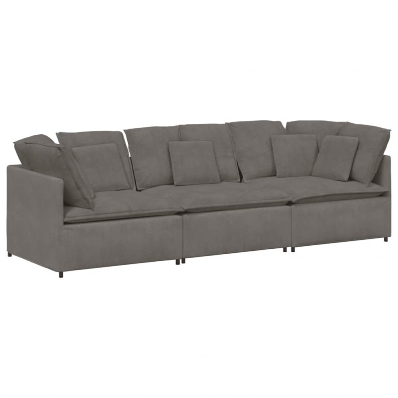 Sofa modułowa z poduszkami Tkanina sztruksowa Jasnoszara