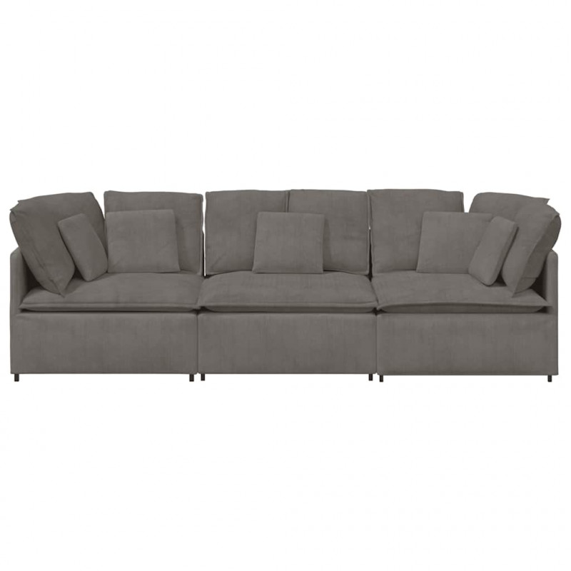 Sofa modułowa z poduszkami Tkanina sztruksowa Jasnoszara