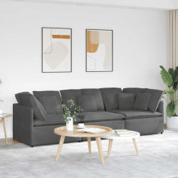 Sofa modułowa z poduszkami Tkanina sztruksowa Ciemnoszara