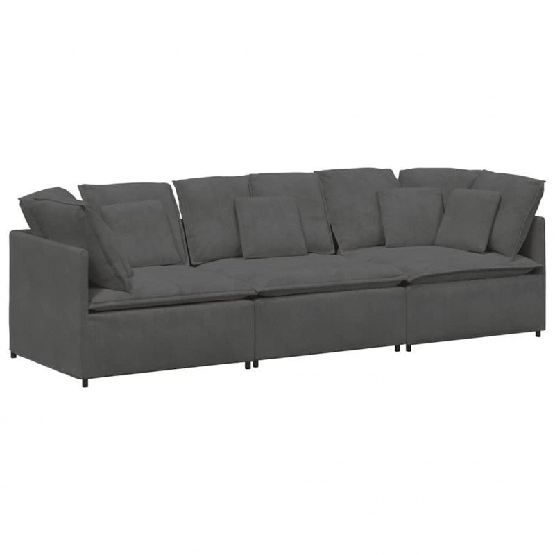 Sofa modułowa z poduszkami Tkanina sztruksowa Ciemnoszara