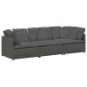 Sofa modułowa z poduszkami Tkanina sztruksowa Ciemnoszara