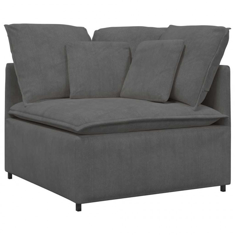 Sofa modułowa z poduszkami Tkanina sztruksowa Ciemnoszara
