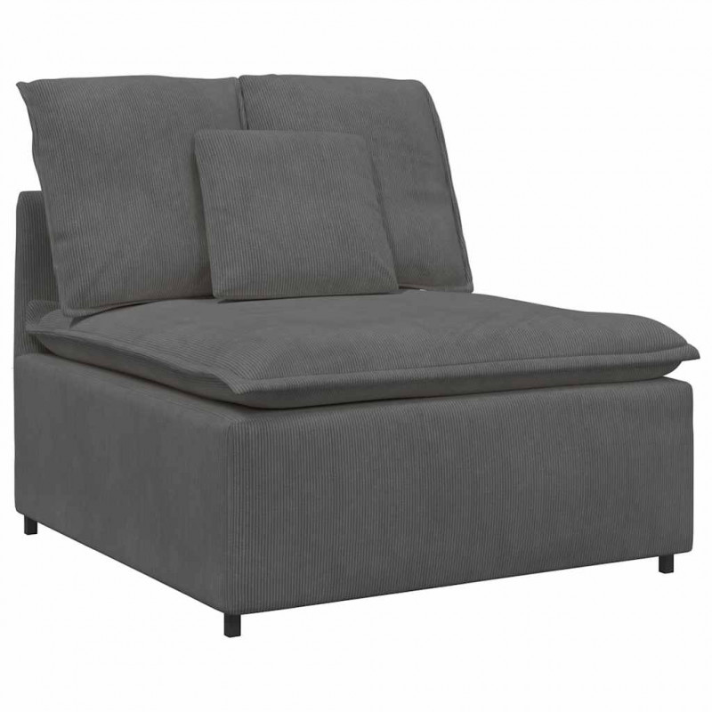 Sofa modułowa z poduszkami Tkanina sztruksowa Ciemnoszara