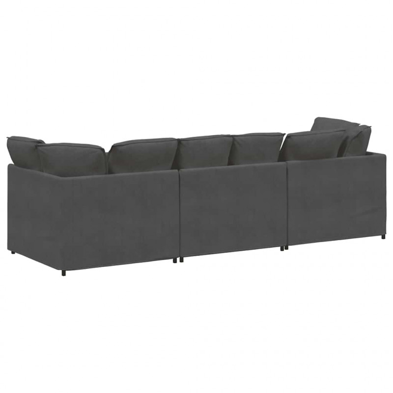 Sofa modułowa z poduszkami Tkanina sztruksowa Ciemnoszara