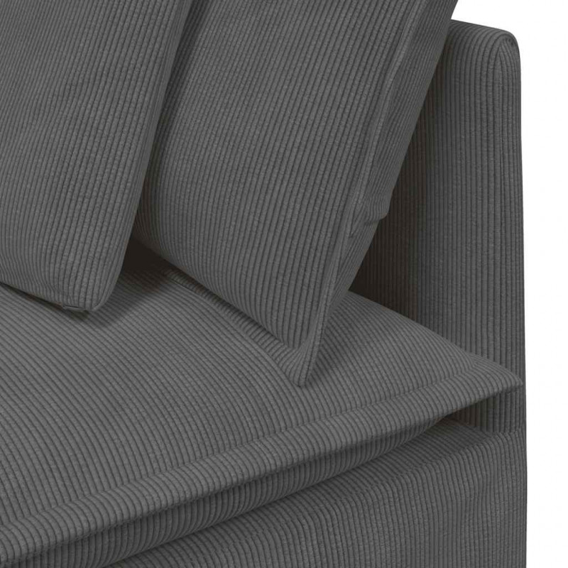 Sofa modułowa z poduszkami Tkanina sztruksowa Ciemnoszara