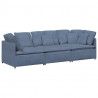 Sofa modułowa z poduszkami Tkanina sztruksowa niebieska