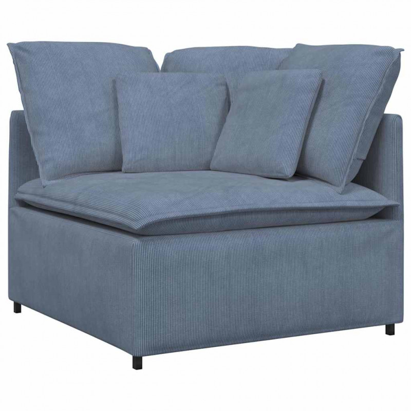 Sofa modułowa z poduszkami Tkanina sztruksowa niebieska