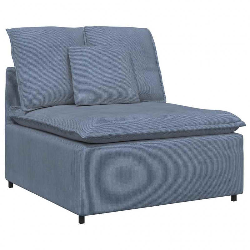 Sofa modułowa z poduszkami Tkanina sztruksowa niebieska