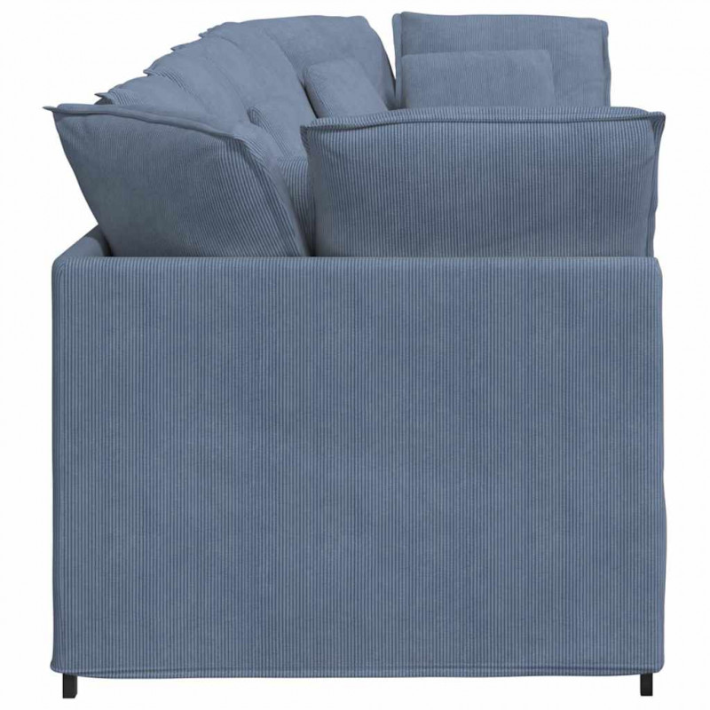 Sofa modułowa z poduszkami Tkanina sztruksowa niebieska