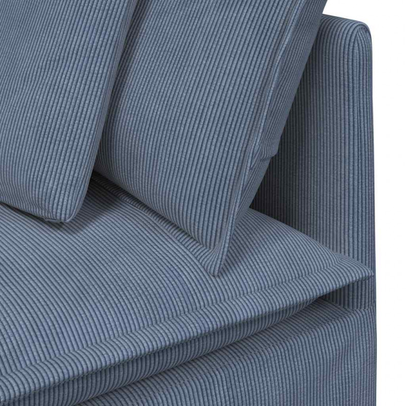 Sofa modułowa z poduszkami Tkanina sztruksowa niebieska