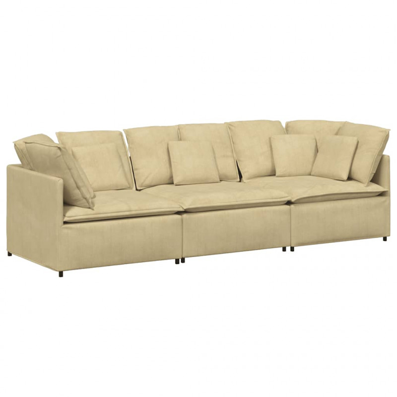 Sofa modułowa z poduszkami Tkanina sztruksowa szarozielona