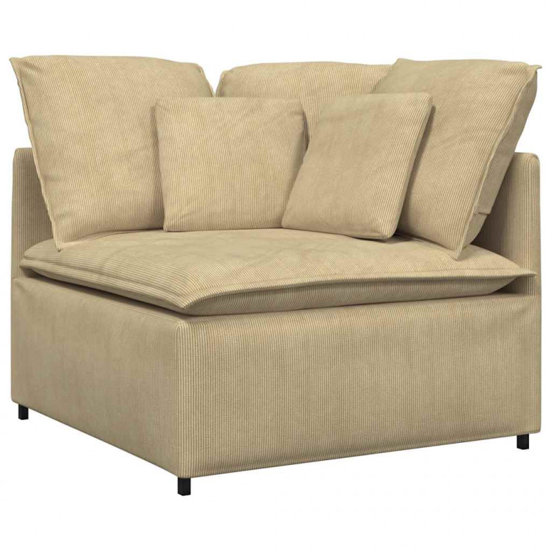 Sofa modułowa z poduszkami Tkanina sztruksowa szarozielona