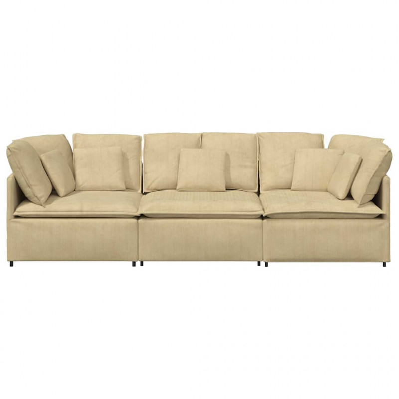 Sofa modułowa z poduszkami Tkanina sztruksowa szarozielona