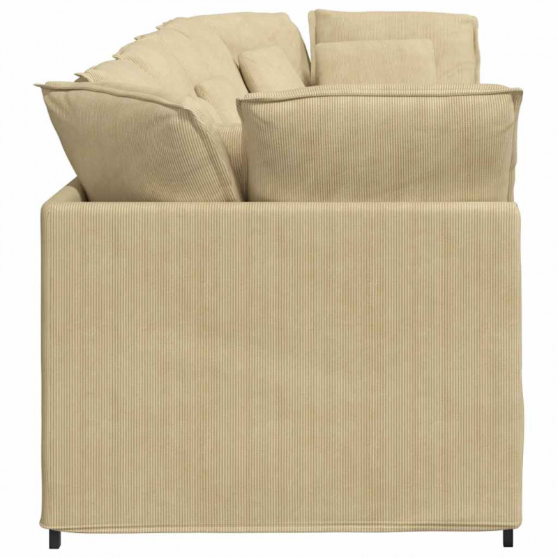Sofa modułowa z poduszkami Tkanina sztruksowa szarozielona