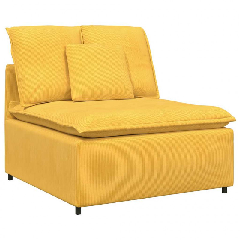 Sofa modułowa z poduszkami Tkanina sztruksowa Jasnożółta